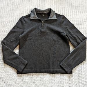 Apt. 9 Women's Black Gray Collared Sweater 100% Merino Wool Shirt Top Pullover